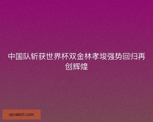中国队斩获世界杯双金林孝埈强势回归再创辉煌