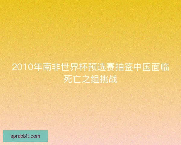 2010年南非世界杯预选赛抽签中国面临死亡之组挑战