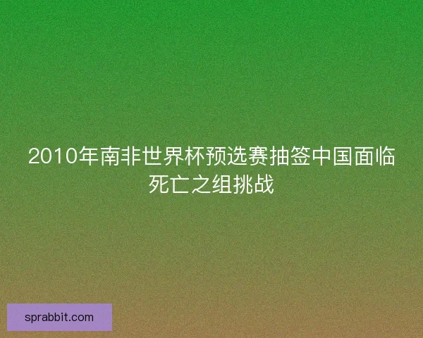2010年南非世界杯预选赛抽签中国面临死亡之组挑战