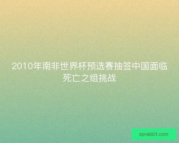 2010年南非世界杯预选赛抽签中国面临死亡之组挑战